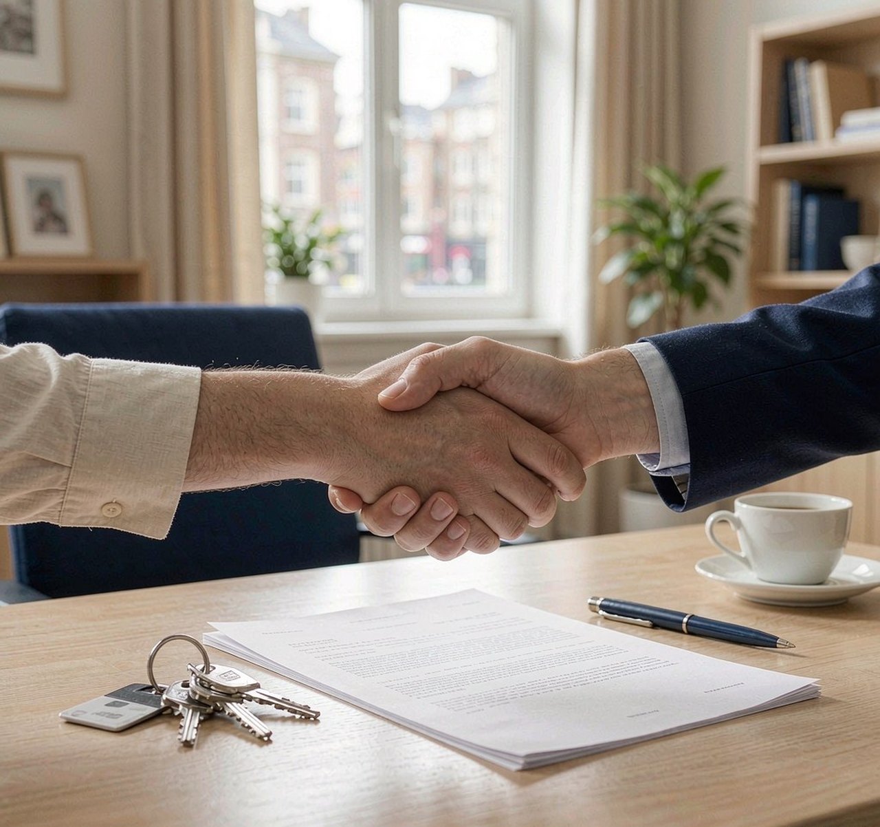 Agreement signed at the Sakari desk, keys beside the contract